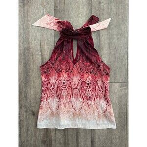 White House Black Market Ombre Paisley Halter Blouse Size XSP